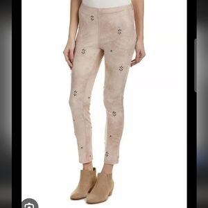 Free People Blush Beige Vegan Suede Embellished Leggings